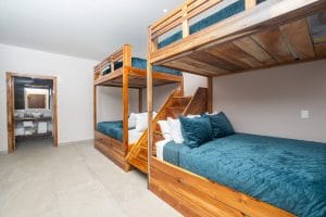 Bunkbeds in the third bedroom of Casa Carlayana in Playa Potrero, Costa Rica.