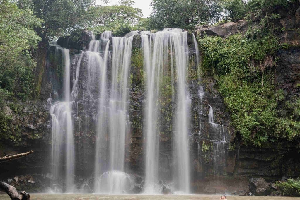 The cascading falls of Llanos de Cortez waterfalls in Guanacaste, Costa Rica.